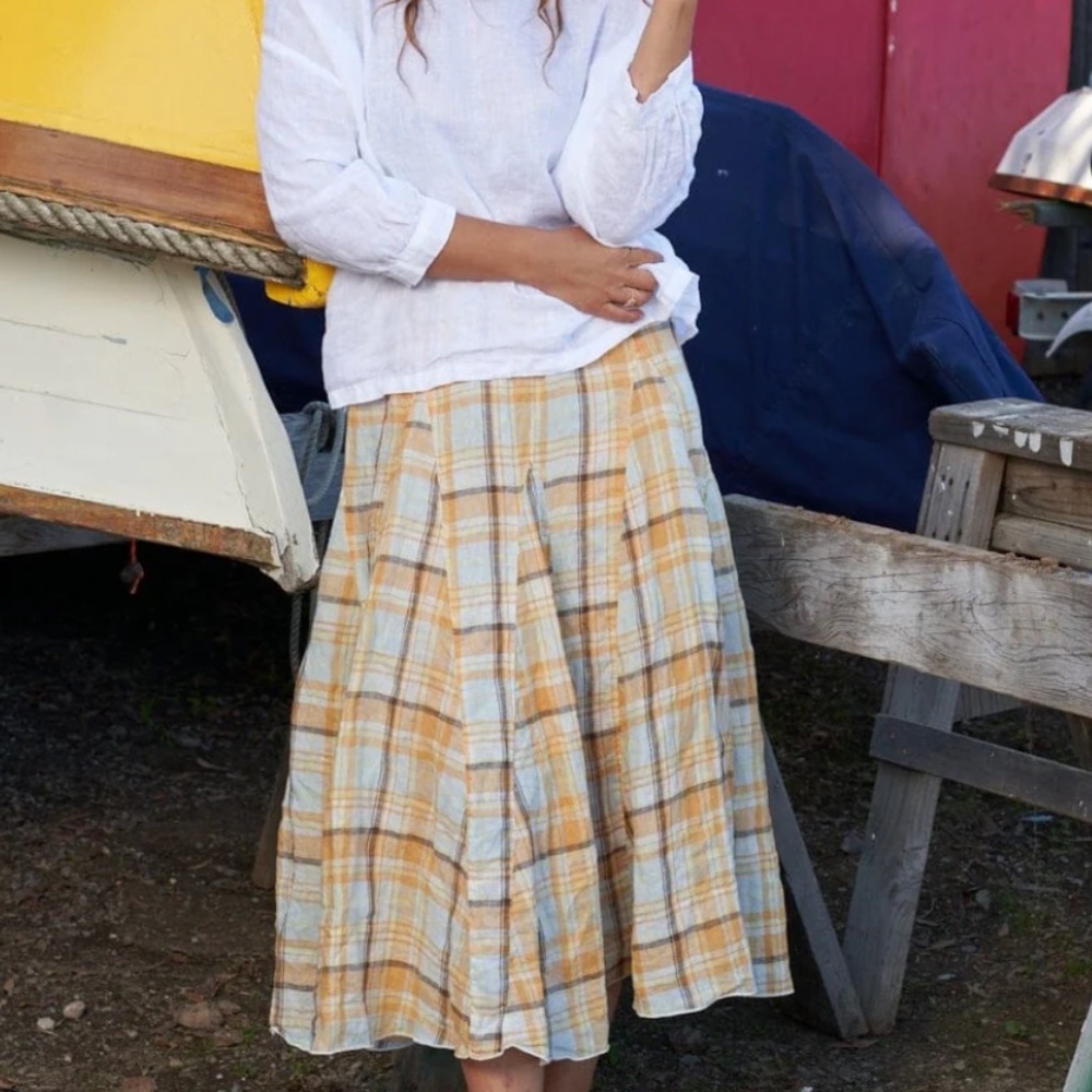 CP Shades linen plaid skirt XL NWOT